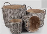 Round Lined Log Basket Set of 4