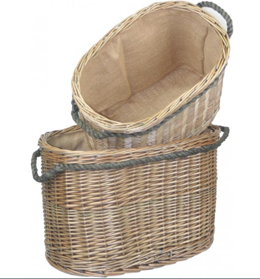 Set 2 Oval Rope Handled Log Baskets
