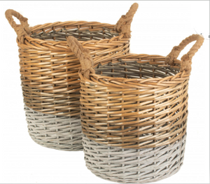 Triple Tone Log Basket Set of 2